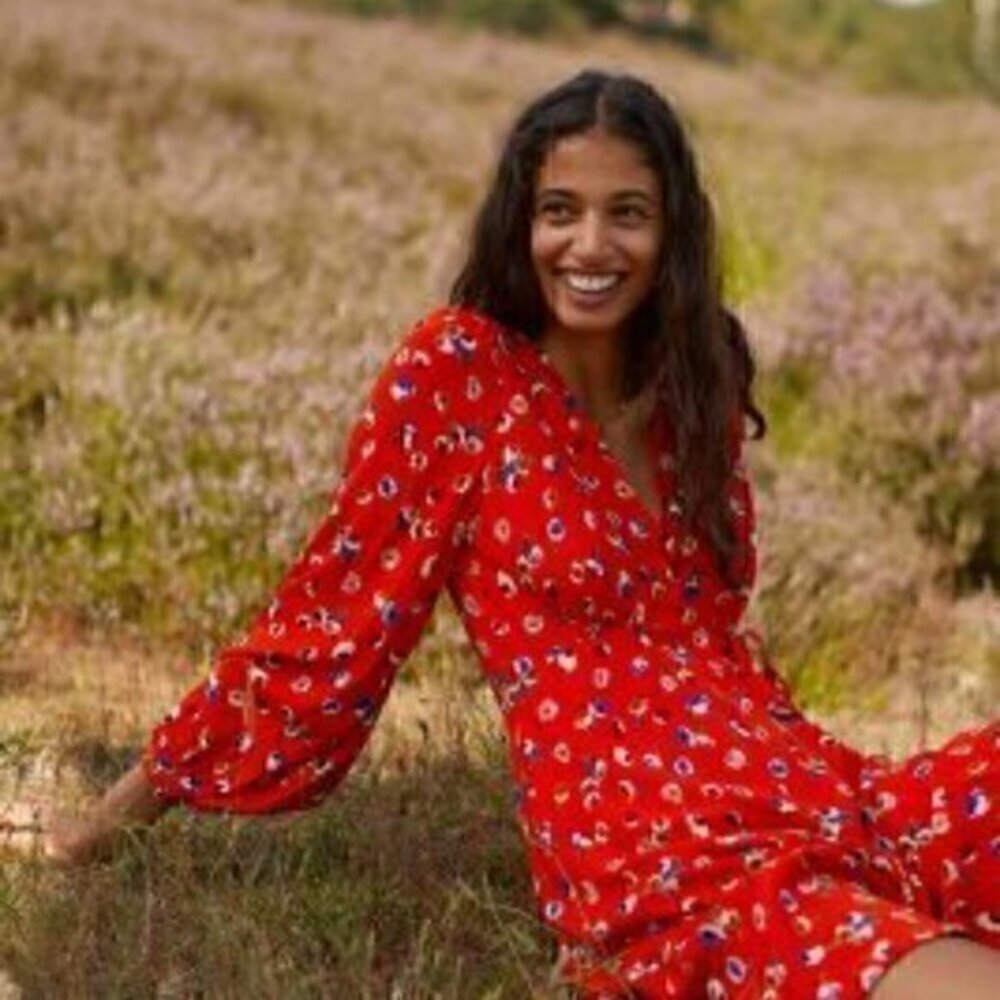 Anthropologie Maeve Petunia Faux Wrap Mini Dress